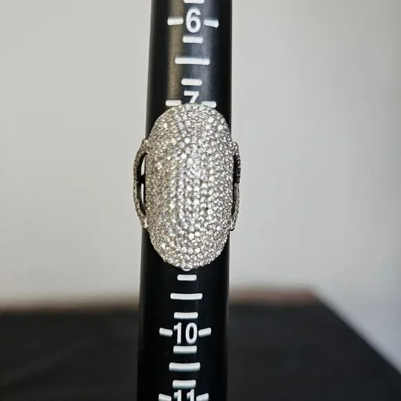 JTV 2.00 CTW White Diamond Platinum-Plated Cluster Dome Ring – Size 7 - Picture 3 of 7